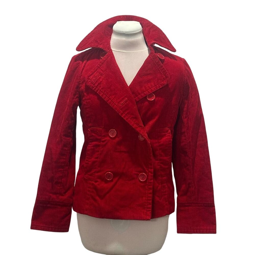 Gorgeous GAP Vintage Y2K Red Corduroy Jacket Pea Coat Double Breasted XSMALL